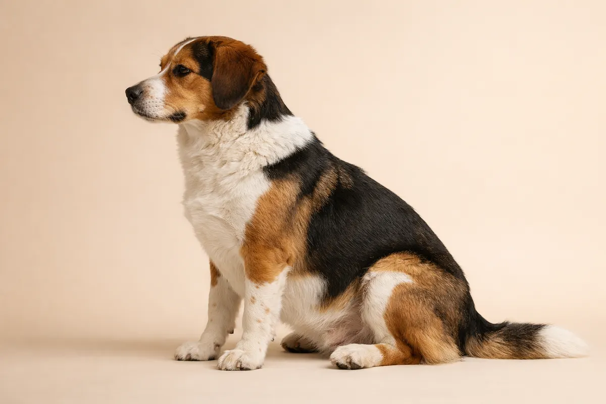 Generated illustration of a seated dog for a guide to manual tick checks.